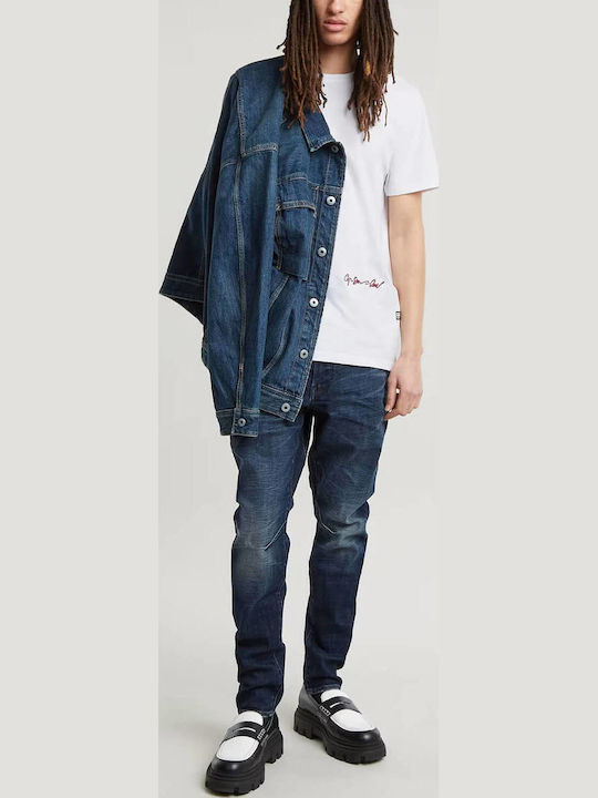 D-staq 3d Men's Elastic Jeans Pants with Slim Fit Dark Aged Denim
