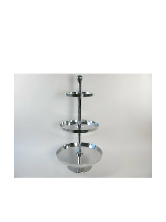 Kersten Metallic Dessert Tower Stand with 3 Tiers Silver 50x50x100cm