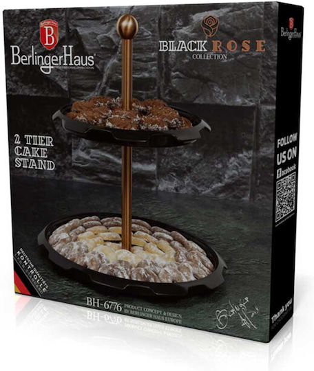 Berlinger Haus Metallic Dessert Tower Stand with 2 Tiers Black Rose Collection Black Ø30.5cmxY33cm 23x30x33cm