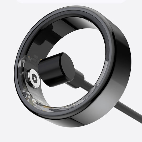 Techsuit R02 Smart Ring 18mm με Παλμογράφο Μαύρο