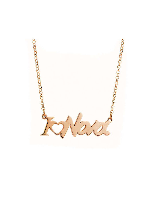 Goldsmith Necklace Name from Pink Gold Plated Silver