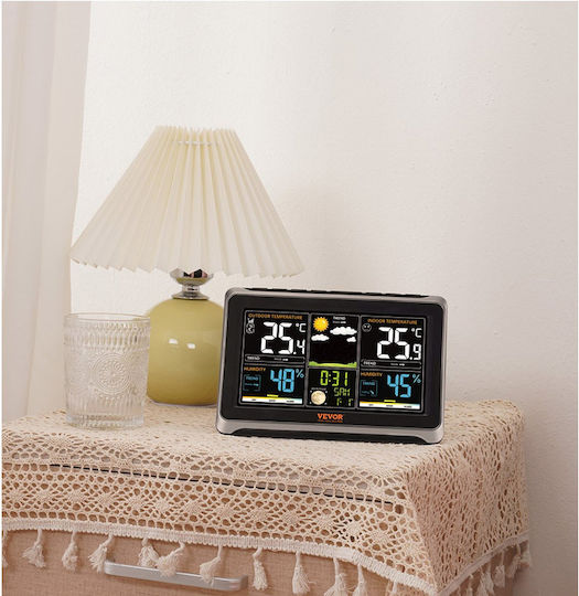 Vevor SNQXZWX75VAAAAQ08V2 Wireless Stație meteorologică Digital De masă Negru