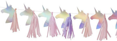 UNICORN GARLAND 1.5M 8 IRIDESCENT UNICORNS WITH TASSEL 12X19CM