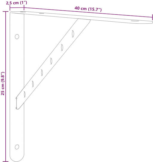 vidaXL Heavy-Duty Stainless Steel Shelf Brackets Silver 400x25mm 4pcs 30300