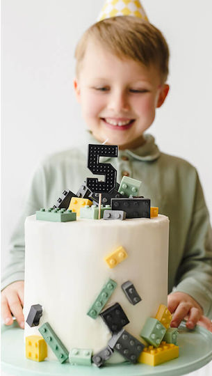 PartyDeco Lumânare de Zi de Naștere Număr "5" în Culoare Negru SCU8-5