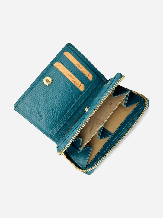 Small Leather Women's Wallet Classic with RFID Blue