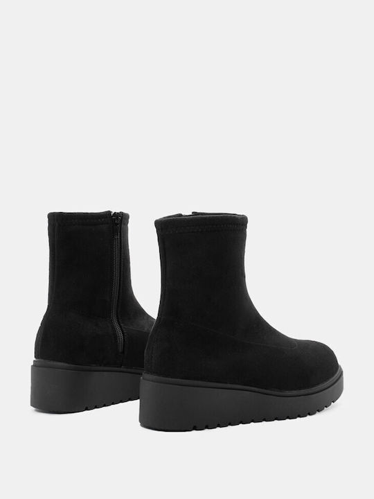 Luigi Suede Women's Ankle Boots Platform Black