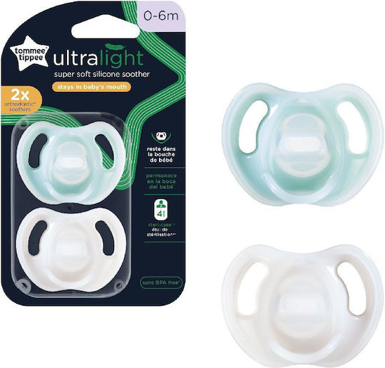 Tommee Tippee Ultra Light Pacifiers Silicone White/Mint for 0-6 months 2pcs