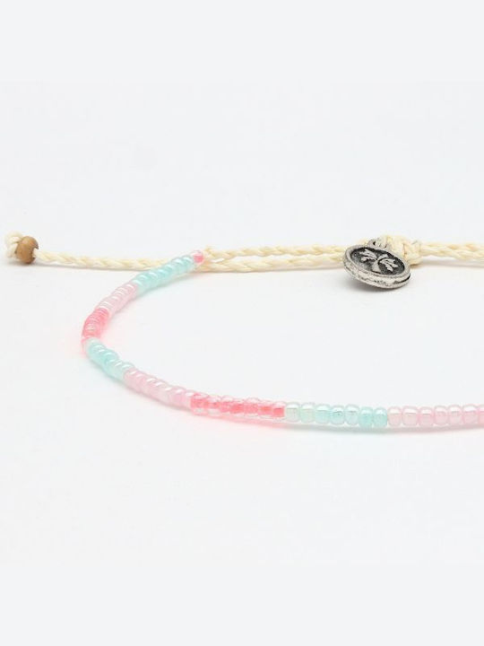 Ankle Bracelet Mini Beads Cyan Pink