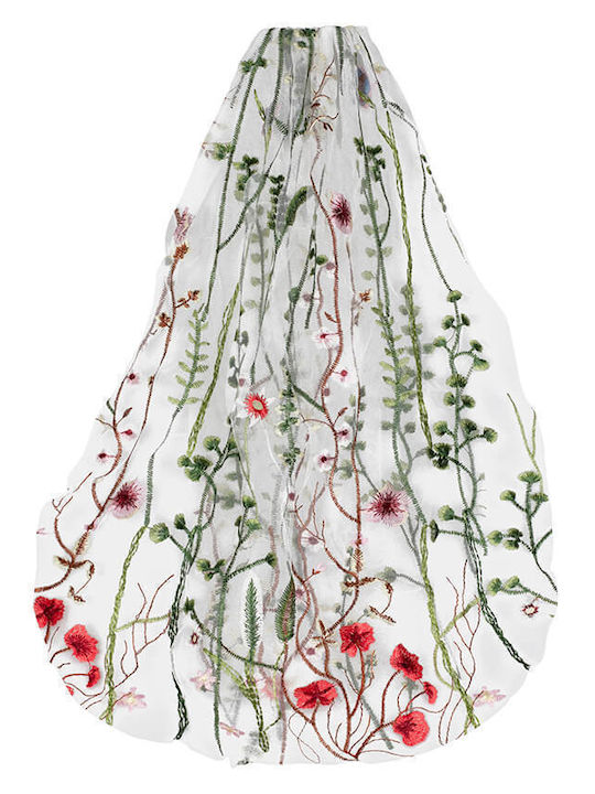 Voal brodat floral botanic