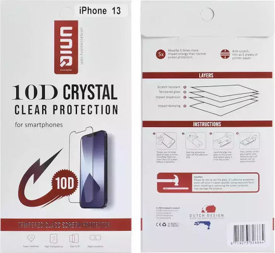 Uniq Full Face Tempered Glass Black for iPhone 17e / 16e / 14 / 13 / 13 Pro