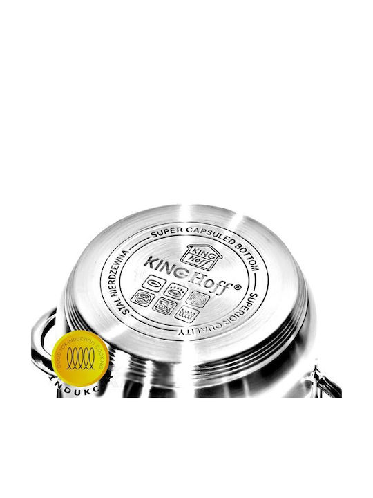 KING Hoff Pots Set Made of Stainless Steel Silver with Non-Stick Interior Coating 3 Pieces