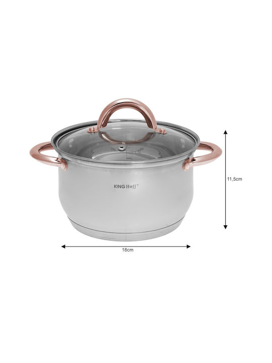 KING Hoff Pots Set Made of Stainless Steel Inox Copper with Non-Stick Interior Coating 5 Pieces