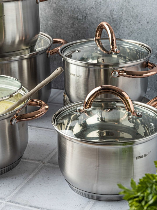 KING Hoff Pots Set Made of Stainless Steel Inox Copper with Non-Stick Interior Coating 5 Pieces