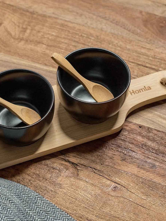 Homla Ceramic Dessert Divided Serving Plate Black Ø8cmxY7.5cm 7x32x7.5cm 3pcs