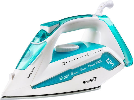 Hausberg Fier de Călcat cu Aburi 2300W cu Talpă Ceramică și Debit Continu de Abur 18g/min