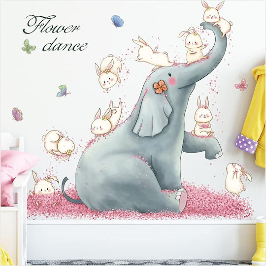 Kinder Wandsticker Wand Elefant mit Tieren und Kaninchen