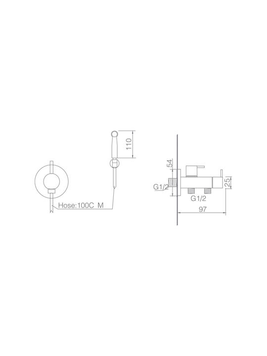 Imex Ness Wall Mounted Bidet Set Silver