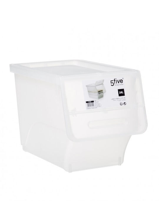 5Five Plastic Storage Box with Lid White 28.5x45.5x31cm