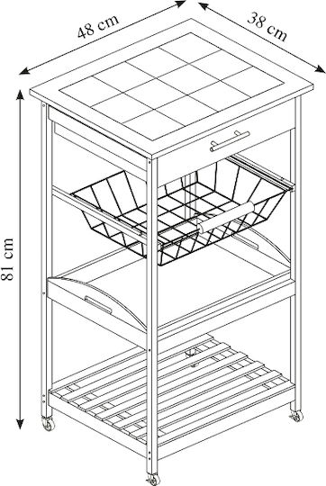 Kesper Τρόλεϊ Κουζίνας Ξύλινο 4 Θέσεων Καφέ 49x38x81cm