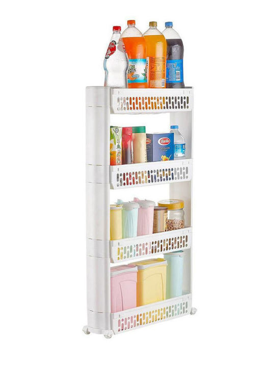 TnS Trolley Küchen Kunststoff 4 Ebenen Weiß 54x12x100cm