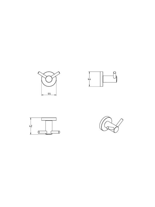 Verdi Sigma Double Wall-Mounted Bathroom Hook ​4.4x4.4cm Black