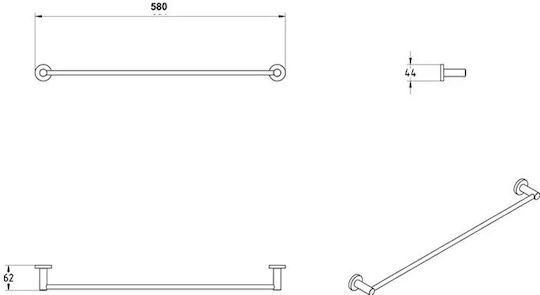 Verdi Sigma 3030105 Rail Баня Единична Подов с винтове ​60x6.2см Черен