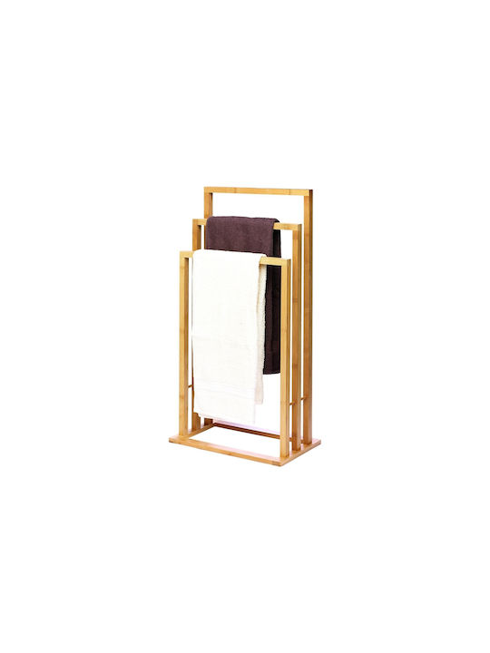 Bamboo Triple Floor Standing Bathroom Freestanding Coat Rack ​42x81.5cm Brown