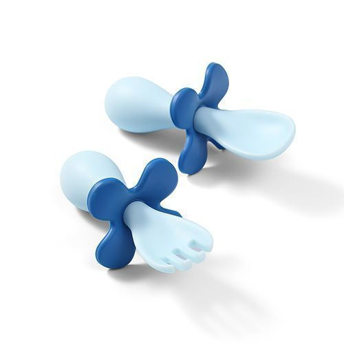 Babyono Baby Cutlery Set made of Plastic in Case for 12+ months Light Blue