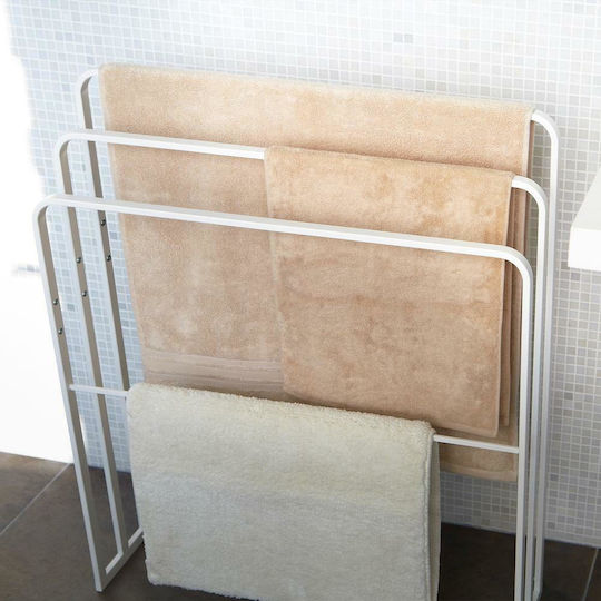 Yamazaki Triple Floor Standing Bathroom Freestanding Towel Rack ​70x160cm White