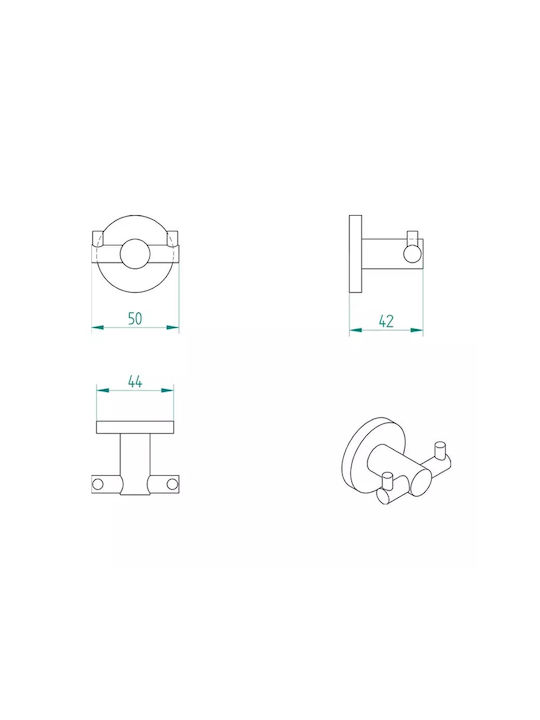 Verdi Sigma Double Wall-Mounted Bathroom Hook ​5x4.4cm Black 3032205