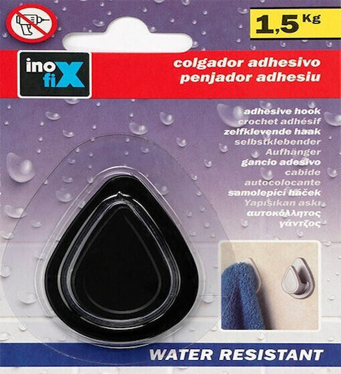 Inofix Water Drop Άγκιστρο Μπάνιου Μονό με Αυτοκόλλητο 5.2x1.6cm Μαύρο Inofix Water Drop Άγκιστρο Μπάνιου Μονό με Αυτοκόλλητο 5.2x1.6cm Μαύρο
