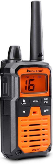 Midland XT70 Pro Hobby & Work Transmițător Wireless PMR 0.5W cu Ecran Monocrom Set 2buc Culoare Portocaliu