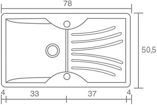 Sanitec Classic Drop-In Spüle aus Verbundgranulat B78xT50cm White