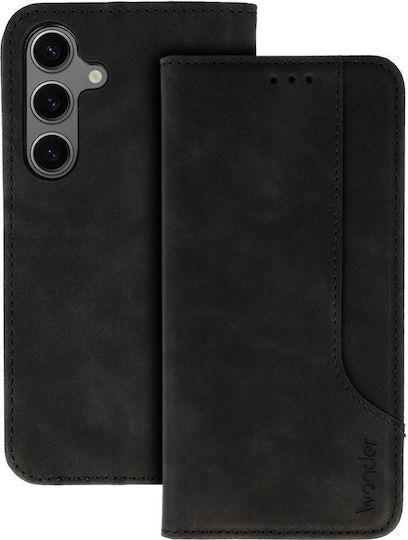 Wonder Задна корица Изкуствена кожа Черен (Galaxy A14)