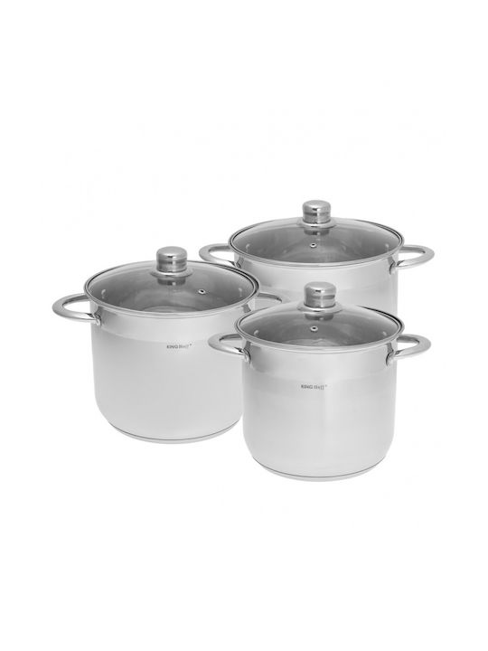 KING Hoff Pots Set of Stainless Steel with No Coating Inox 6pcs