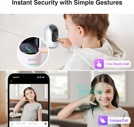 Botslab C221 IP Камера За Наблюдение Wi-Fi Full HD+ 5MP С Двупосочна Комуникация И Обектив 2.4mm Син