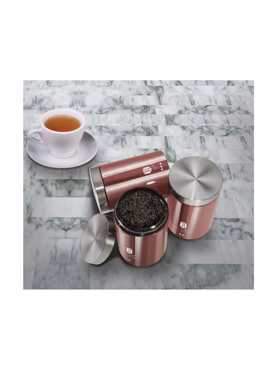Berlinger Haus i-Rose Collection Set of 3pcs Jars for Coffee / Sugar / Tea with Lid made of Stainless Steel Pink 1900ml