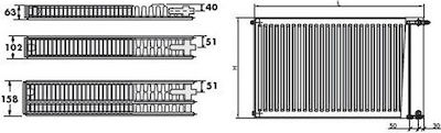 De'Longhi Radel External Loop Panel Radiator Body Double-column 22/300/900