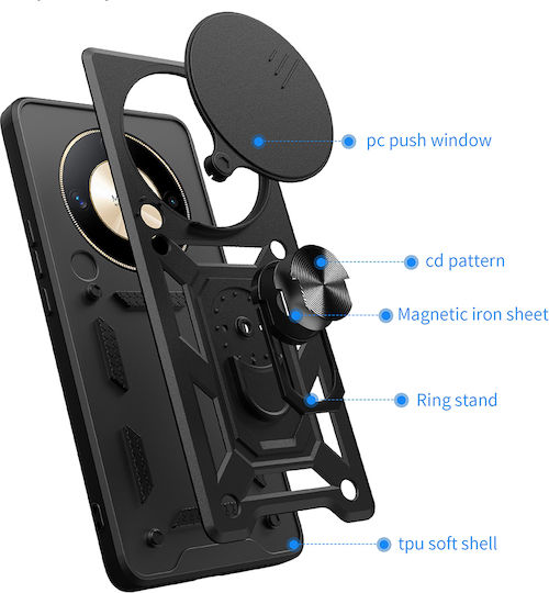 Techsuit Camshield Umschlag Rückseite Kunststoff / Silikon Schwarz (Huawei Nova 12i)