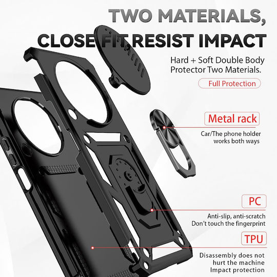 Techsuit Camshield Series Umschlag Rückseite Silikon / Kunststoff Schwarz (Honor Magic6 Lite)