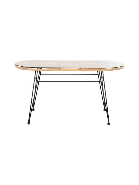 Маса Стабилна Метален със Стъклена Повърхност Allegra Beige, Black 100x45x51бр
