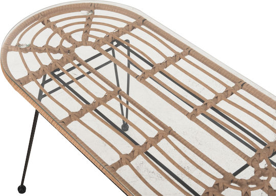 Маса Стабилна Метален със Стъклена Повърхност Allegra Beige, Black 100x45x51бр