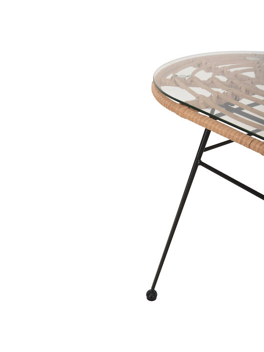 Маса Стабилна Метален със Стъклена Повърхност Allegra Beige, Black 100x45x51бр