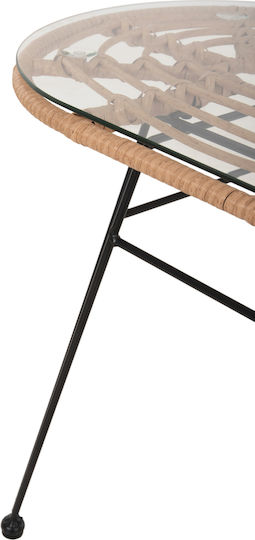 Маса Стабилна Метален със Стъклена Повърхност Allegra Beige, Black 100x45x51бр