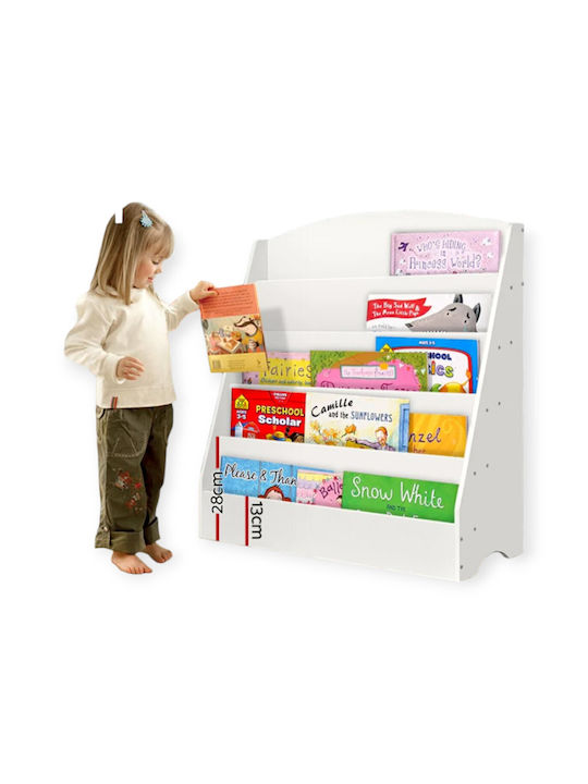Bibliotecă Etaj Lemn Alb 80x30x80cm