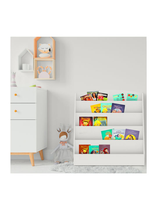Bibliotecă Etaj Lemn Alb 80x30x80cm