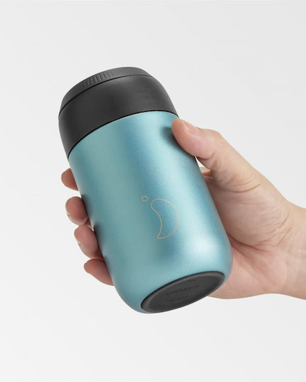 Chilly's Cup Series 2 Glass Thermos Stainless Steel BPA Free 340ml Metallic Atlantis
