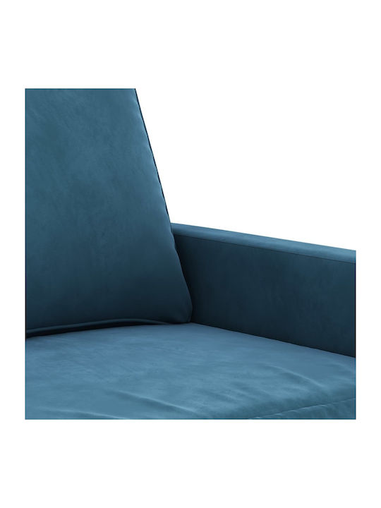 Living Room Furniture Set 2-Seater & 2-Seater & Stool Blue