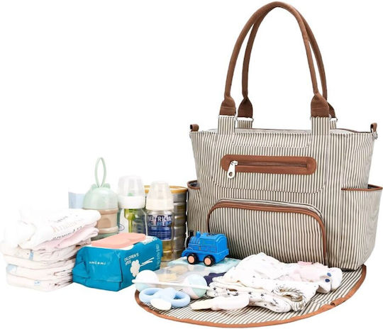 Queen Mother Wickeltasche-Wickeltasche Schulter/Hand Striped White-Grey